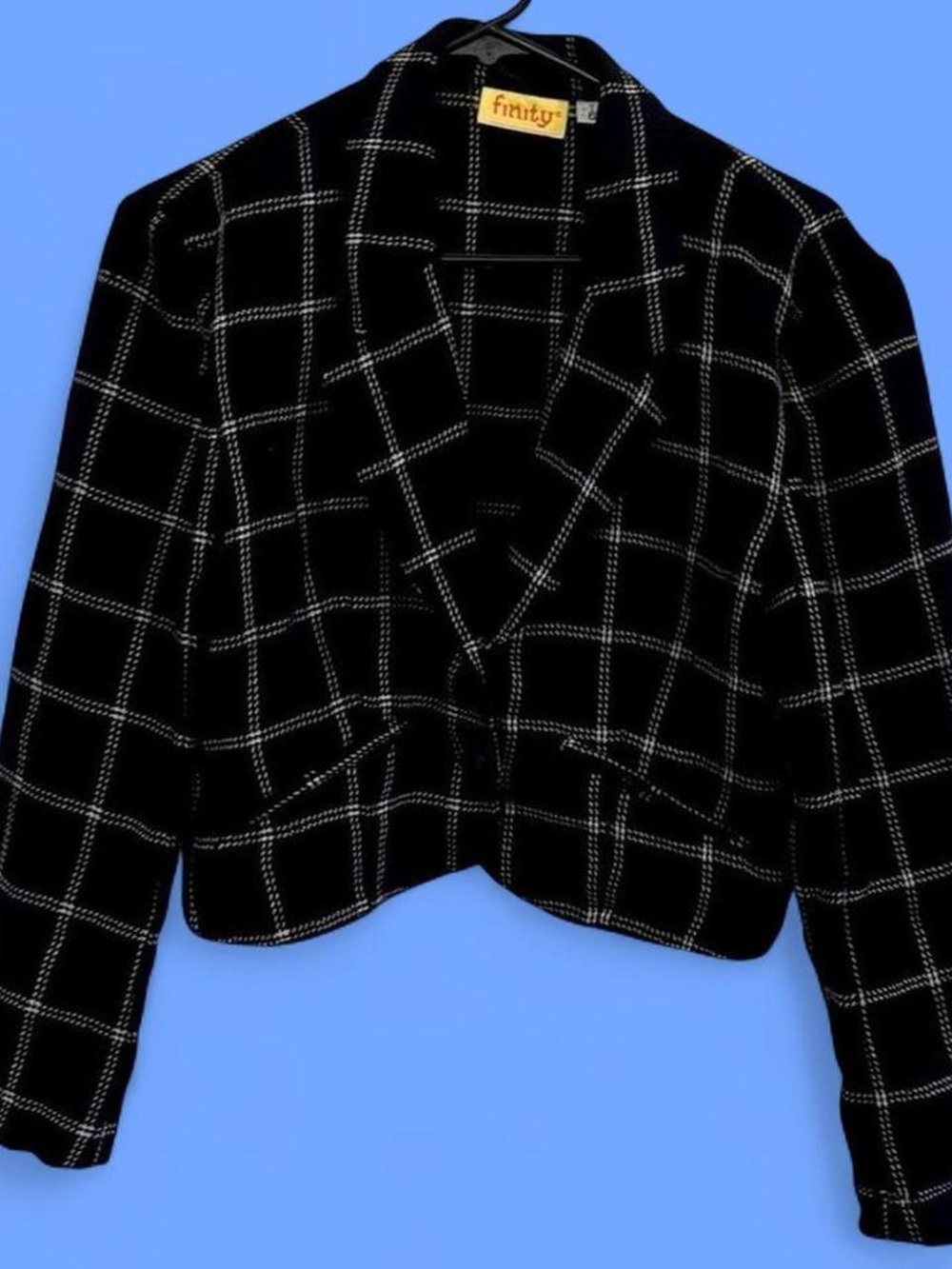 Finity Black Windowpane Cropped Blazer